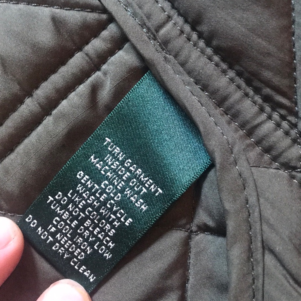Lauren Ralph Lauren Quilted Olive Green Coat L - Picture 6 of 6